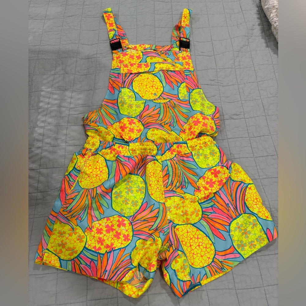 Chubbies Mens Neon Pineapple Hooligan Print Short Overalls Tropical Summer Med